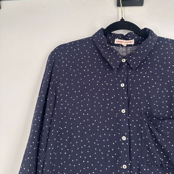 Grand &  Greene blue star print size large button down long sleeve casual shirt - Picture 7 of 12